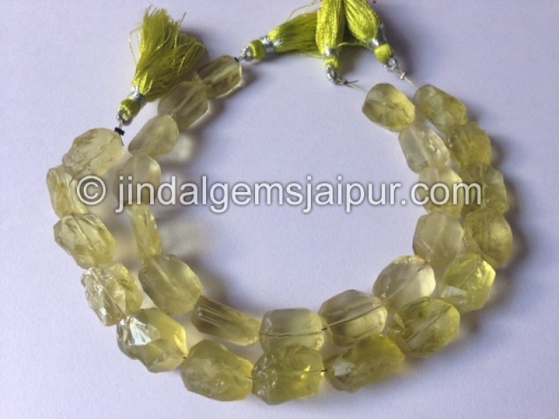 Lemon Quartz Hammered Nuggets Shape Beads